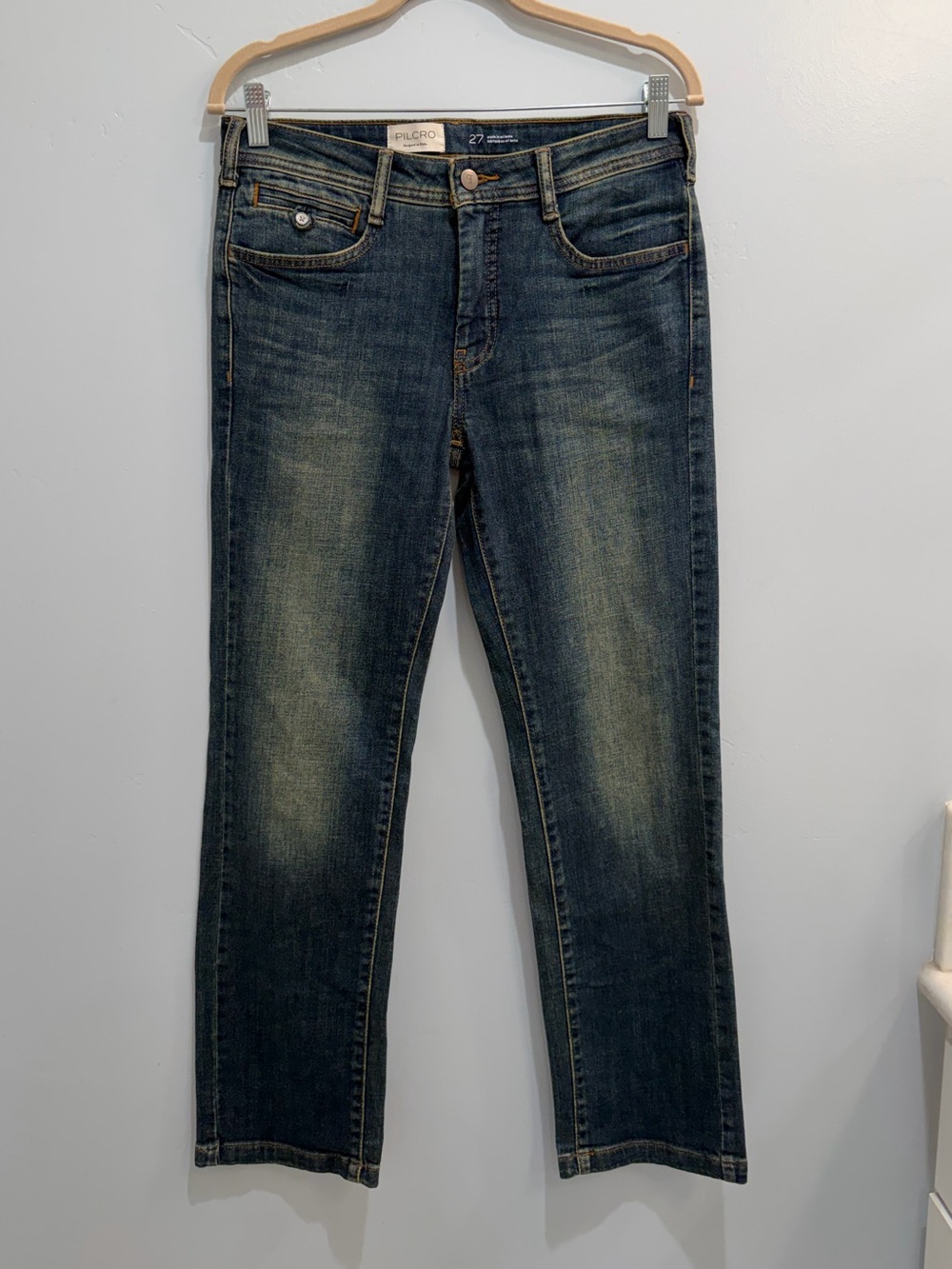 Anthropologie Pilcro & the Letterpress Straight-Leg Jeans Mid Rise Blue Size 27